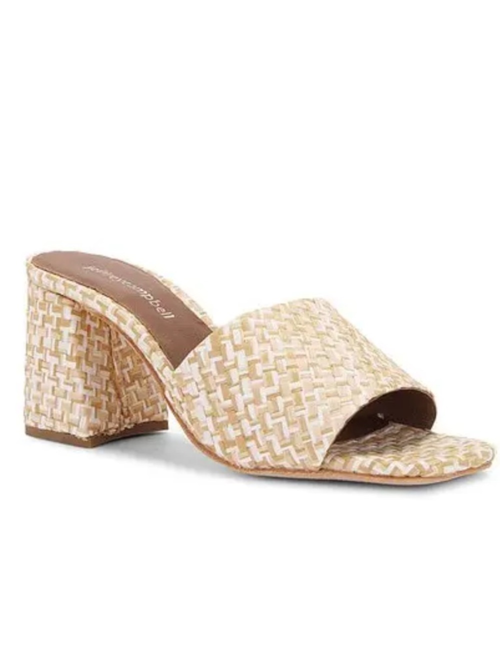 Jeffrey Campbell Melange Raffia Straw Woven Tan Block Heel Sandal NWT Size 8 - Picture 3 of 11
